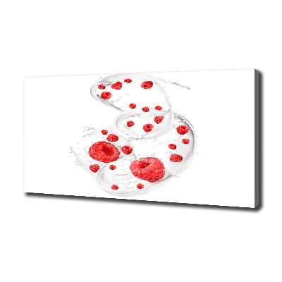 Canvas wall art Raspberries with milk