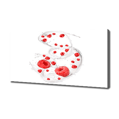 Canvas wall art Raspberries with milk