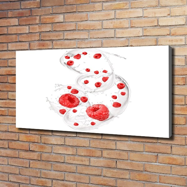 Canvas wall art Raspberries with milk