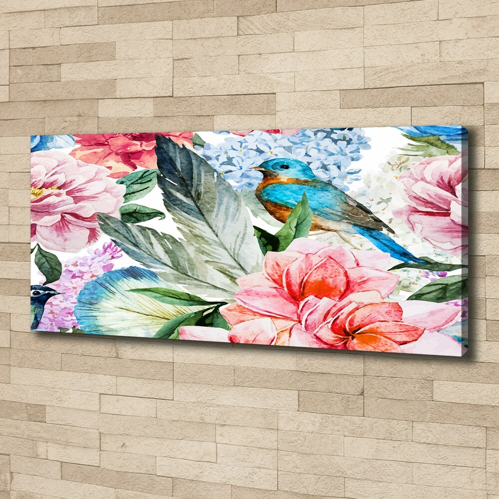 Canvas wall art Flowers and birds