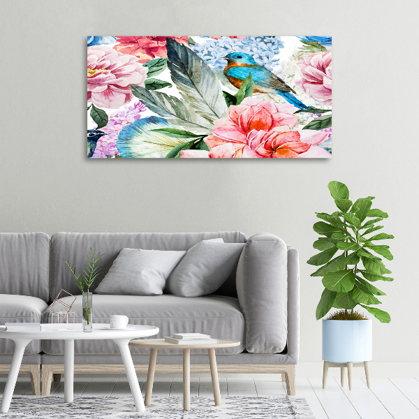 Canvas wall art Flowers and birds