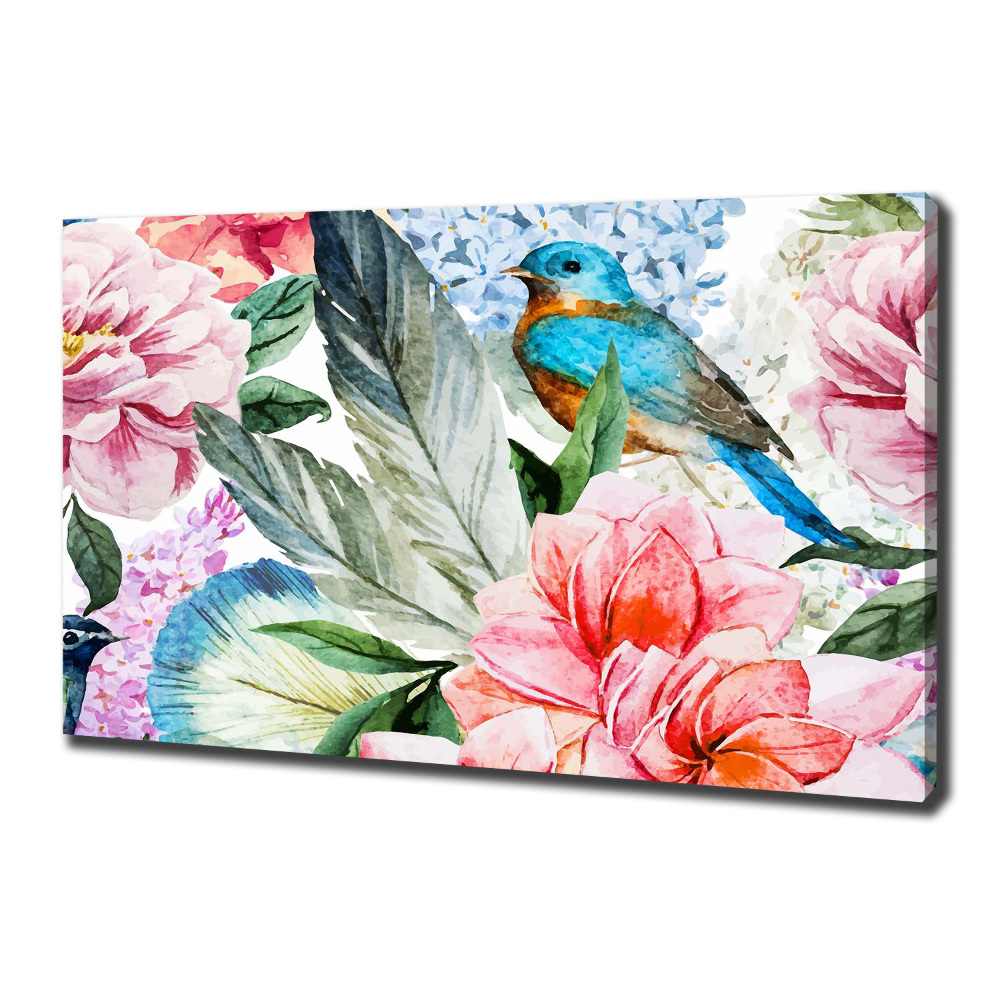 Canvas wall art Flowers and birds