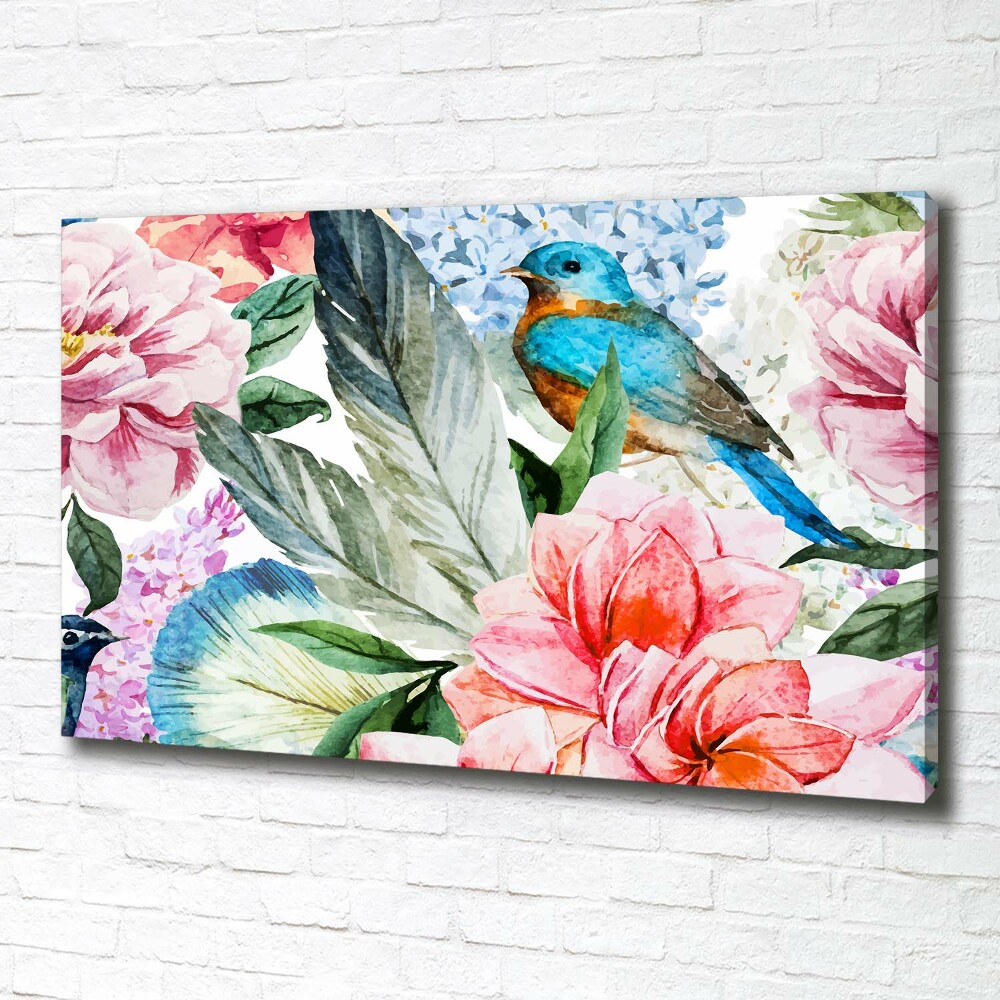 Canvas wall art Flowers and birds