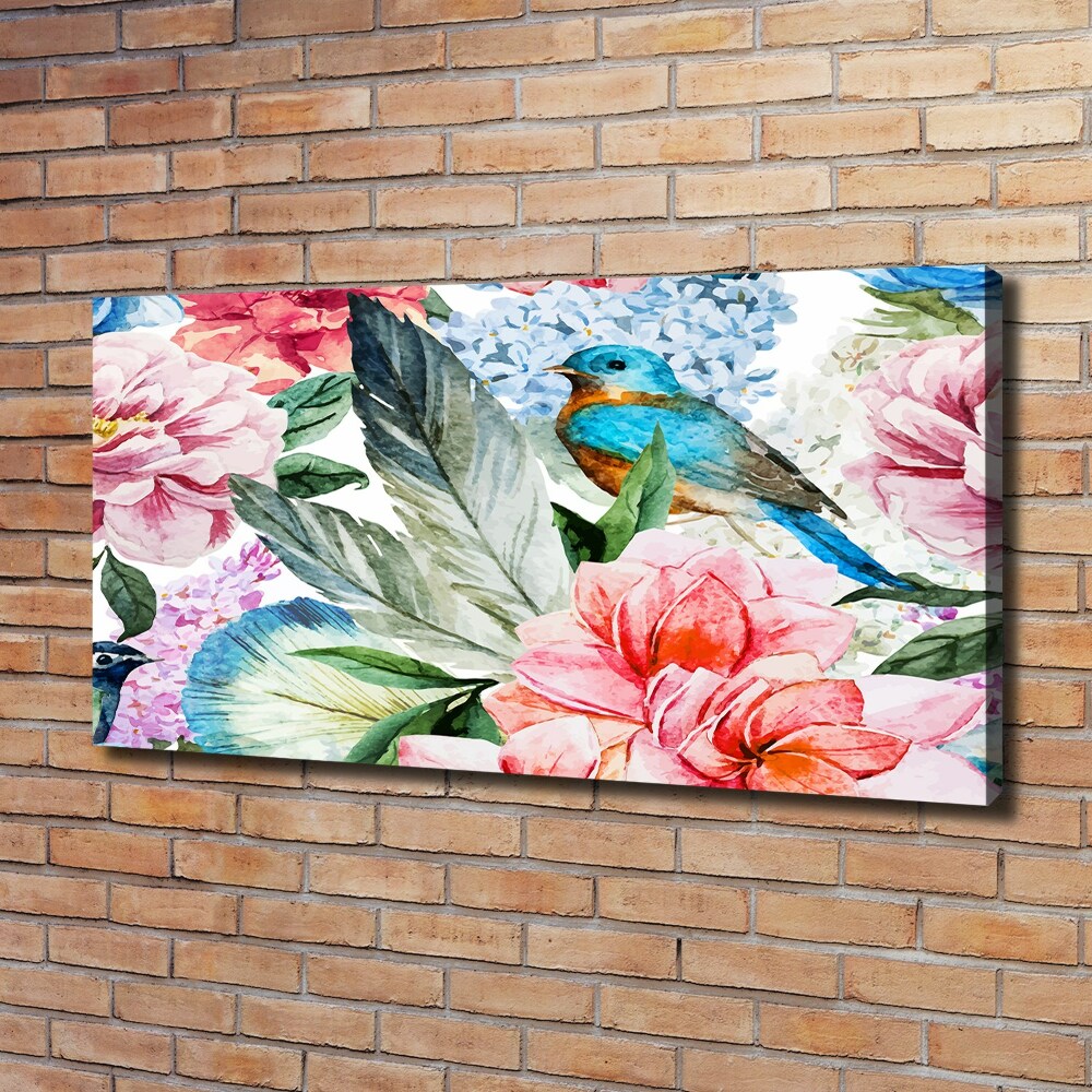 Canvas wall art Flowers and birds