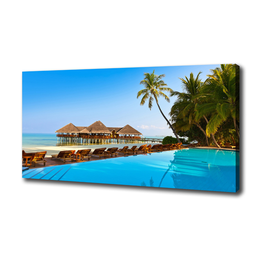 Canvas wall art Swimming pool in the Maldives