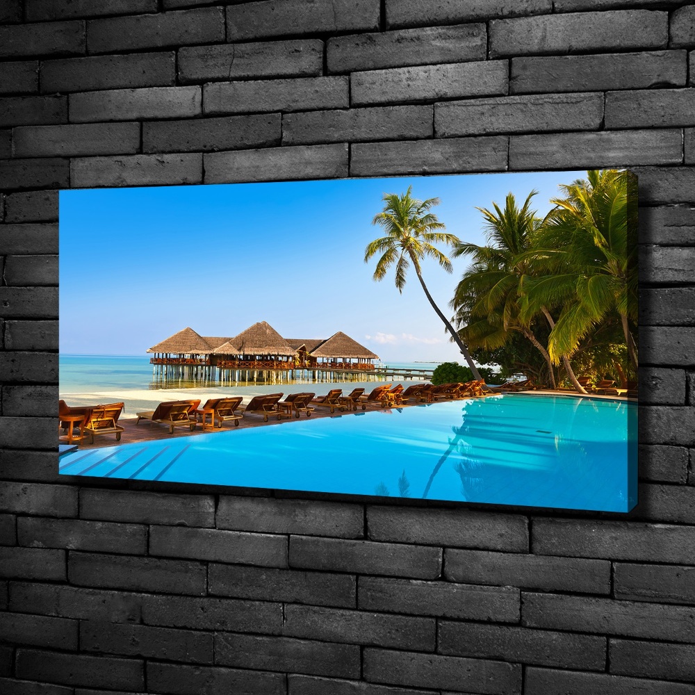 Canvas wall art Swimming pool in the Maldives