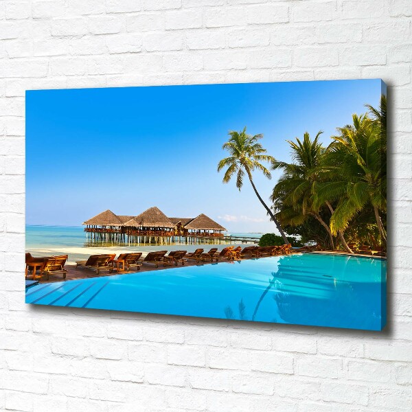 Canvas wall art Swimming pool in the Maldives