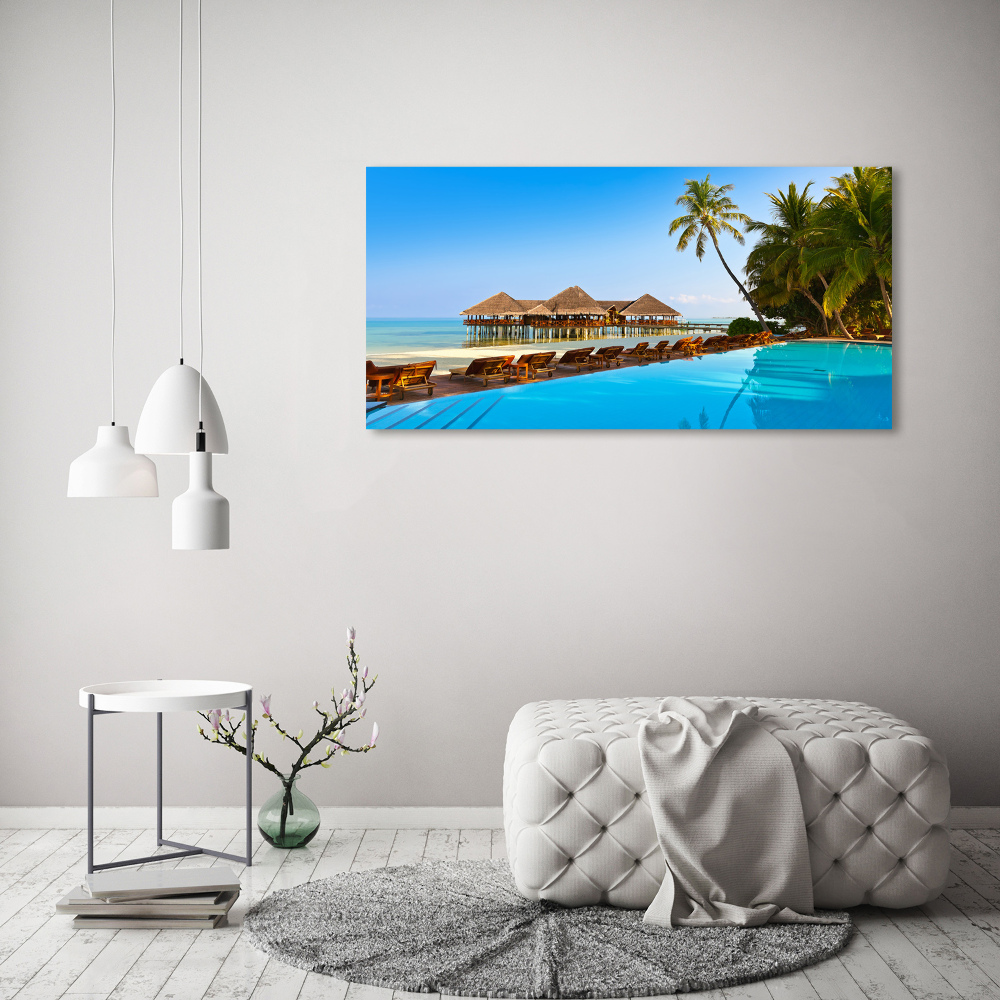 Canvas wall art Swimming pool in the Maldives