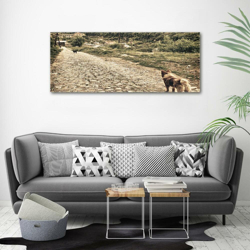 Canvas wall art Two dogs on the hill