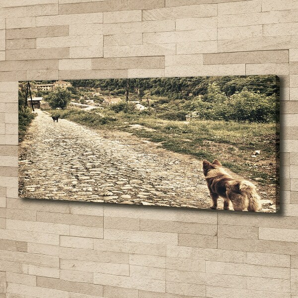 Canvas wall art Two dogs on the hill