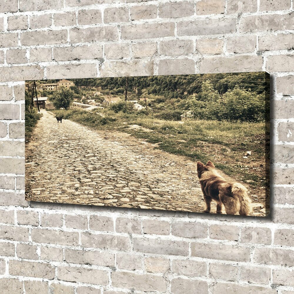 Canvas wall art Two dogs on the hill