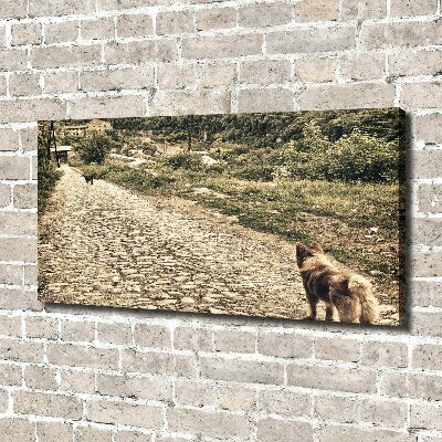 Canvas wall art Two dogs on the hill