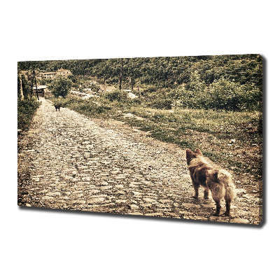 Canvas wall art Two dogs on the hill