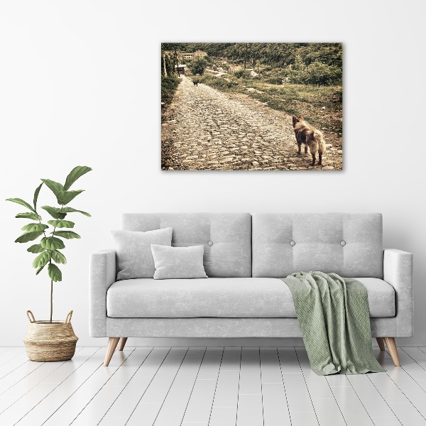 Canvas wall art Two dogs on the hill