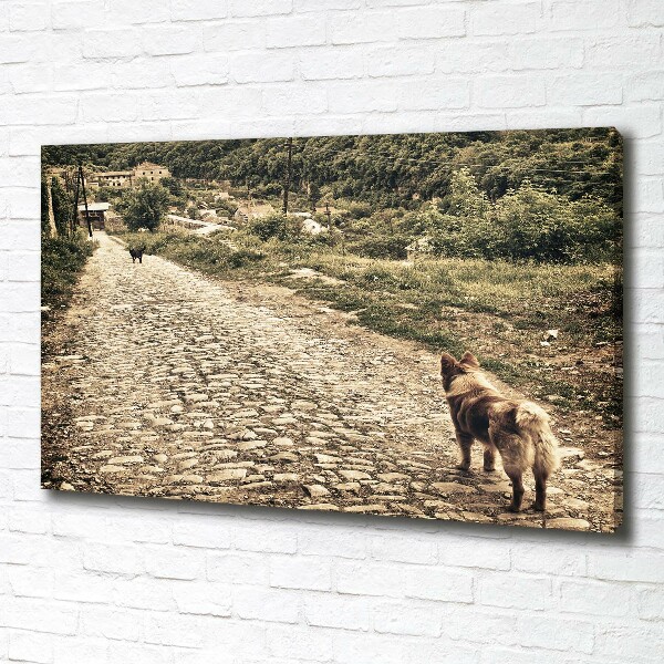 Canvas wall art Two dogs on the hill