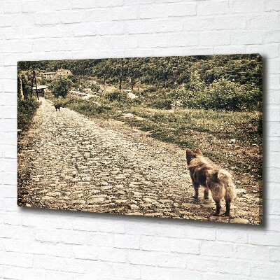 Canvas wall art Two dogs on the hill