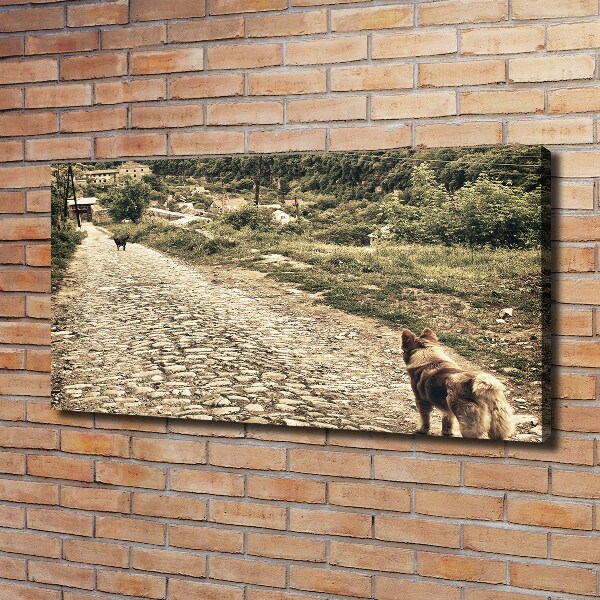 Canvas wall art Two dogs on the hill