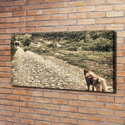 Canvas wall art Two dogs on the hill