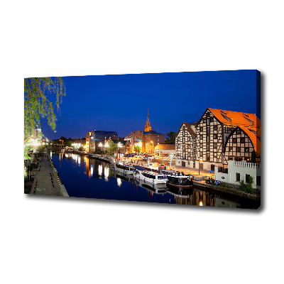 Canvas wall art Bydgoszcz at night