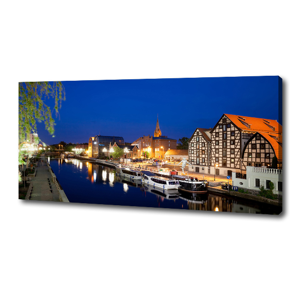 Canvas wall art Bydgoszcz at night