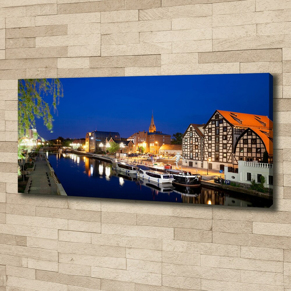 Canvas wall art Bydgoszcz at night