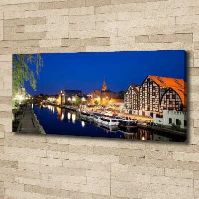 Canvas wall art Bydgoszcz at night