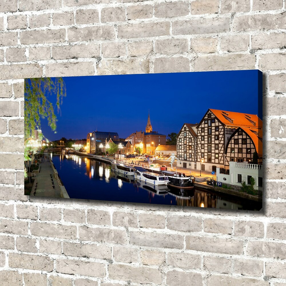 Canvas wall art Bydgoszcz at night