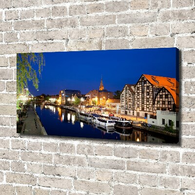 Canvas wall art Bydgoszcz at night