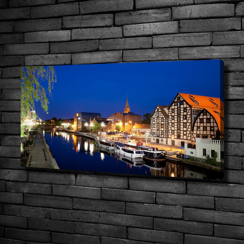 Canvas wall art Bydgoszcz at night