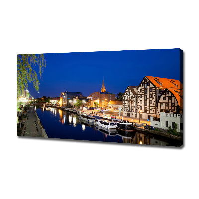 Canvas wall art Bydgoszcz at night