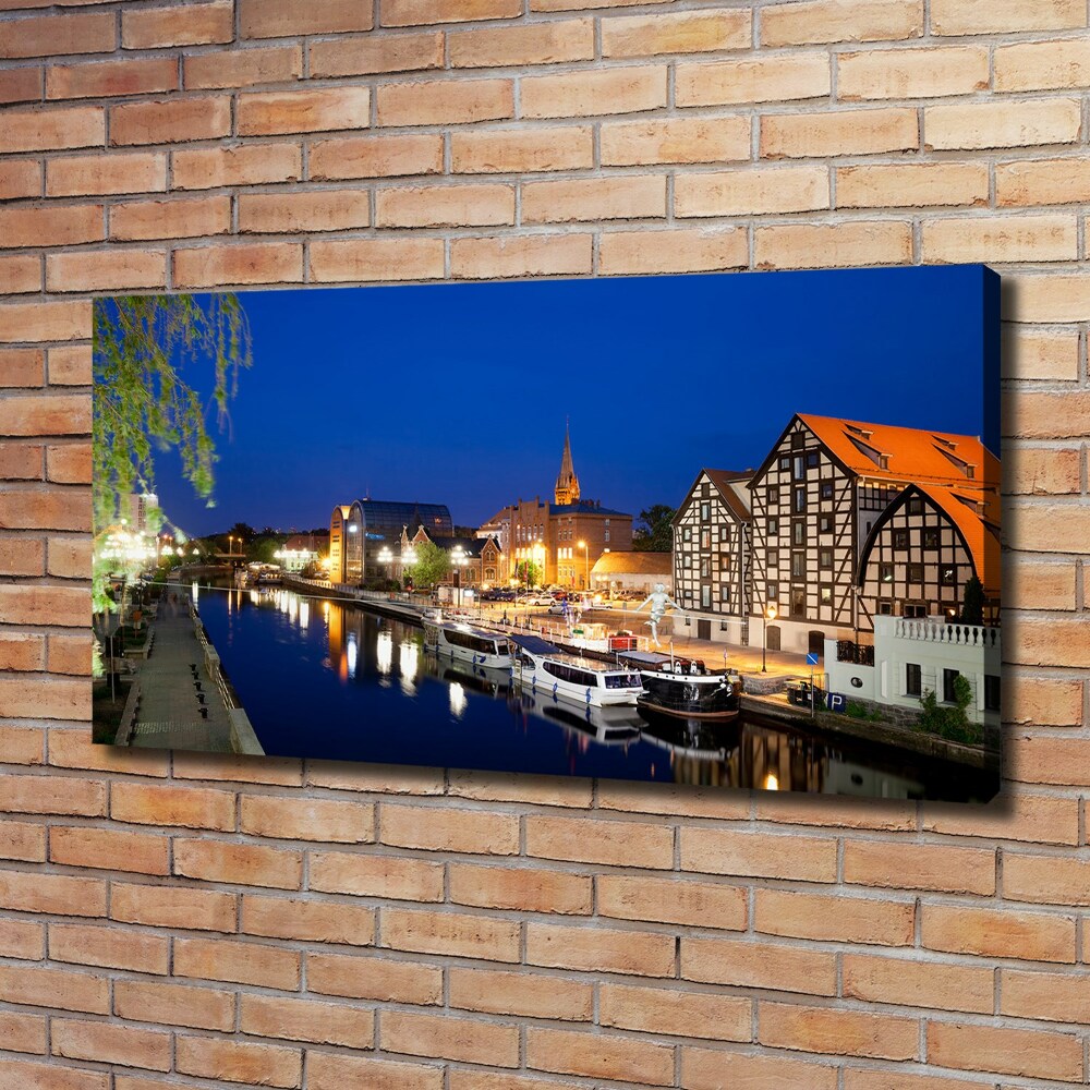 Canvas wall art Bydgoszcz at night