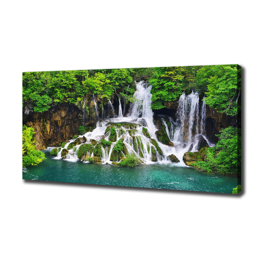 Canvas wall art Waterfall in the mountains