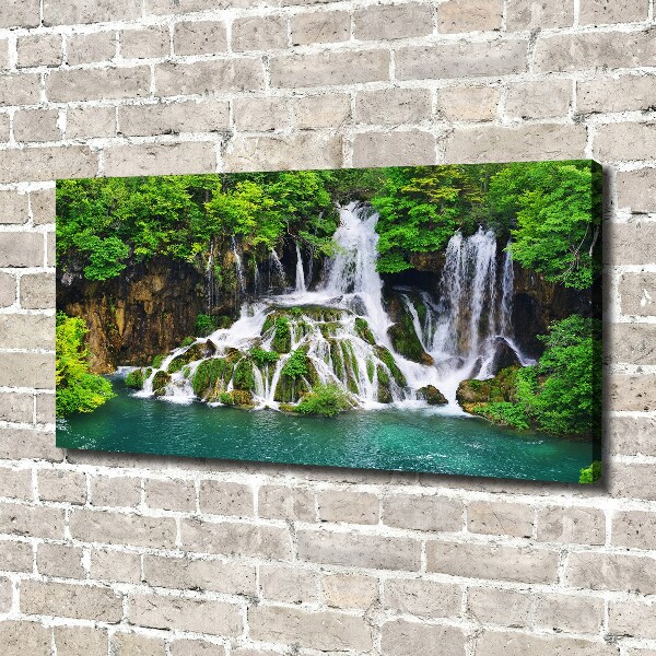 Canvas wall art Waterfall in the mountains