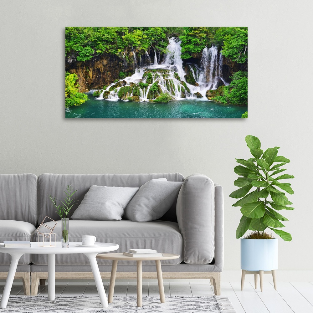 Canvas wall art Waterfall in the mountains