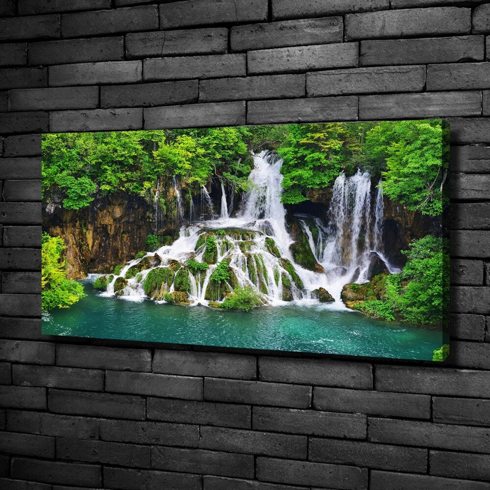 Canvas wall art Waterfall in the mountains