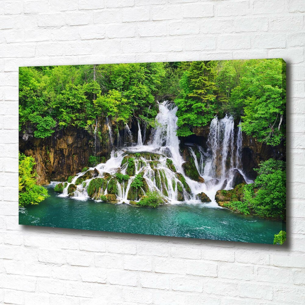 Canvas wall art Waterfall in the mountains