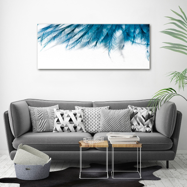 Canvas wall art Blue feathers