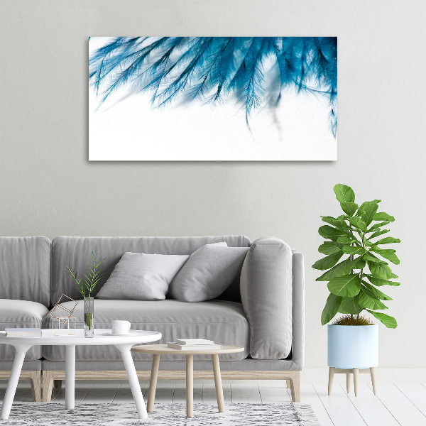 Canvas wall art Blue feathers