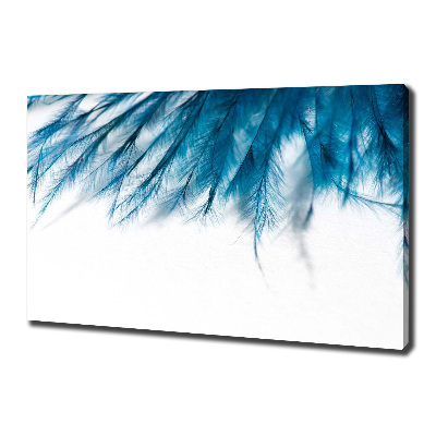 Canvas wall art Blue feathers