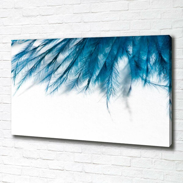 Canvas wall art Blue feathers