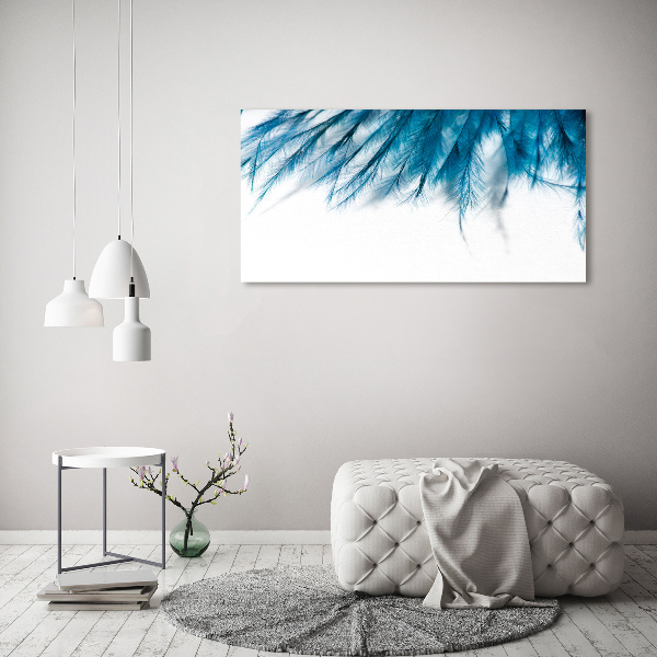 Canvas wall art Blue feathers