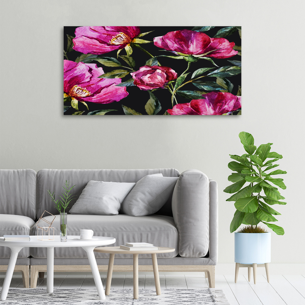 Canvas wall art Pink peonies