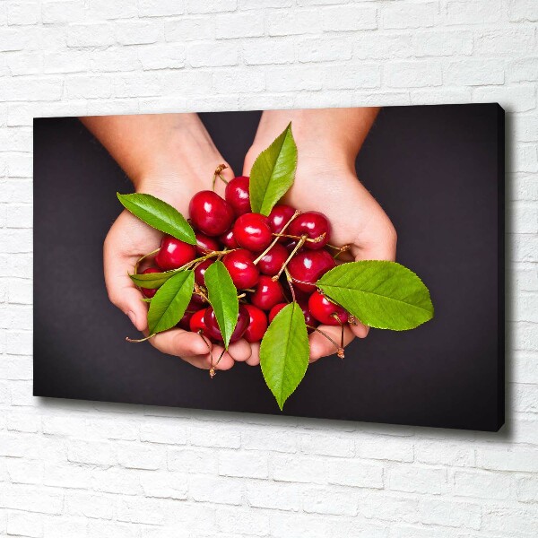 Canvas wall art Cherries in the hands