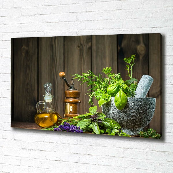 Canvas wall art Herbs in a mortar