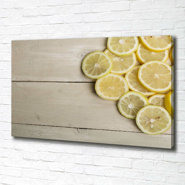 Canvas wall art Lemons wood