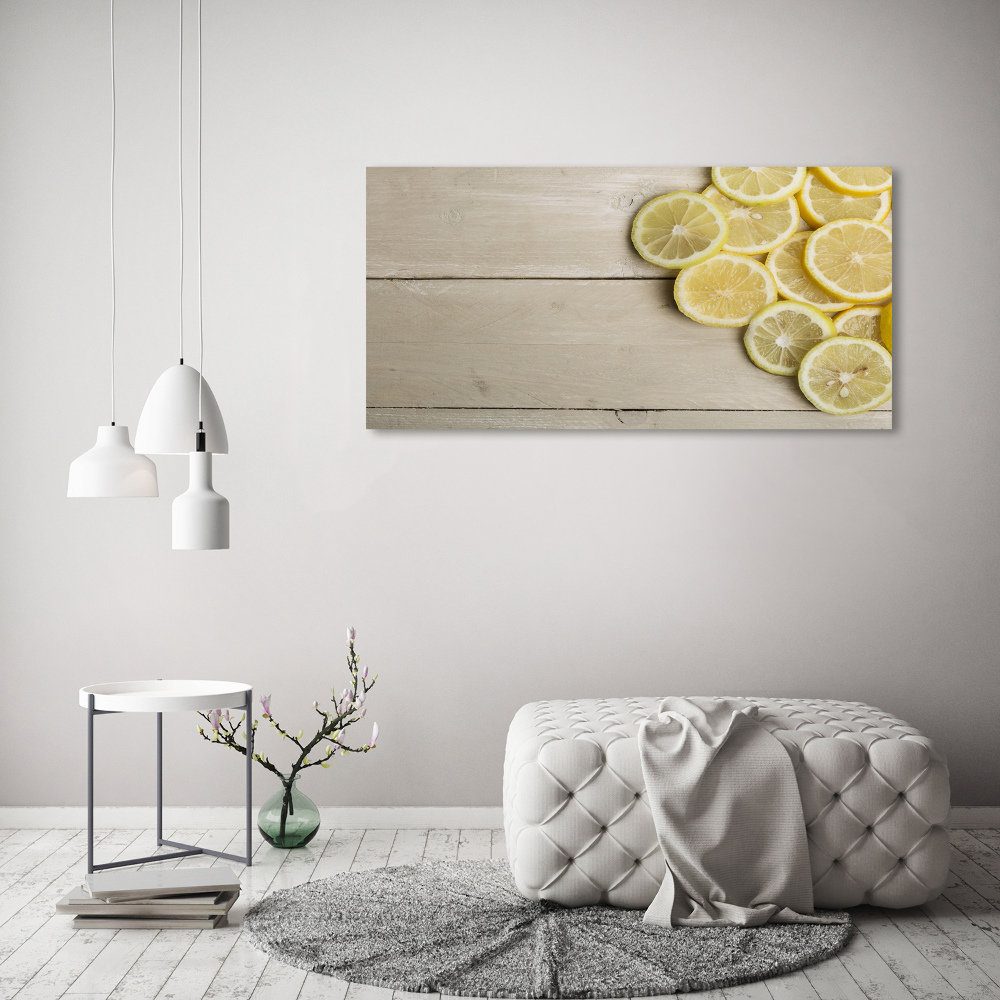 Canvas wall art Lemons wood