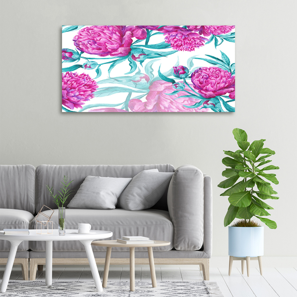 Canvas wall art Pink peonies