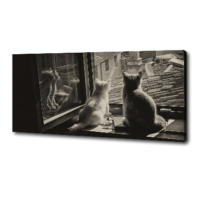 Canvas wall art Cats by the window