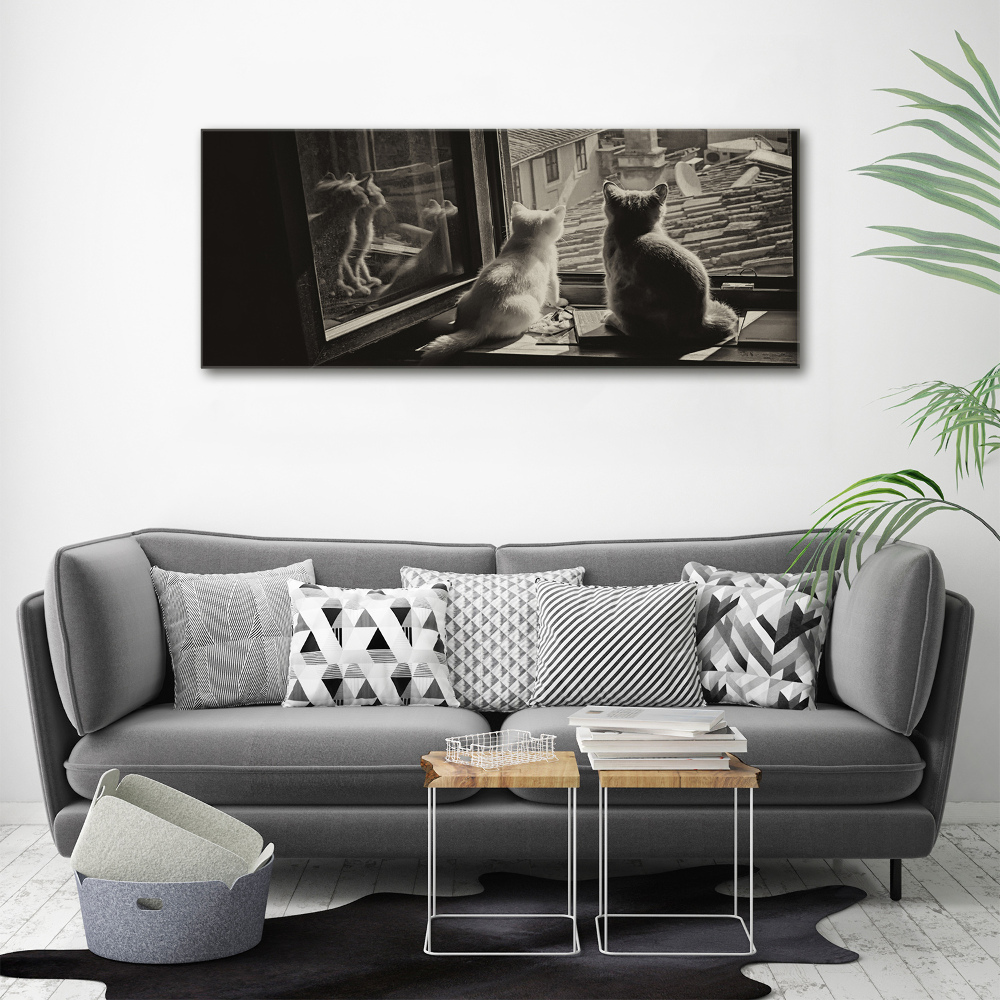 Canvas wall art Cats by the window