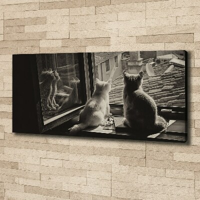 Canvas wall art Cats by the window